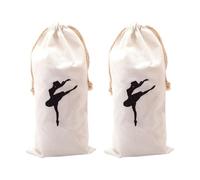 VALICLUD Tanzschuh Beutel 2 Stück Weiß Balletttaschen mit Kordelzug aus Canvas Vielseitige Aufbewahrung für Spitzenschuhe und Ballettzubehör Beim Training