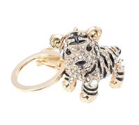 VALICLUD Tiger Schlüsselanhänger Mit Kristallbesatz Strass Anhänger Für Damen Modisches Metall Schlüsselring Zubehör 10X5.6X4.5Cm Geschenk Zum Jahr des Tigers Auto & Tasche