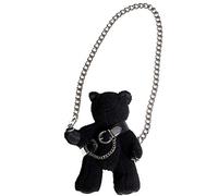 VALICLUD Umhängetasche mit Kettenriemen Tasche Stofftier Geldbörse Teddybär Geldbörse Gothic Geldbörsen Und Handtaschen für Frauen Mädchen Schwarz