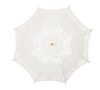 VALICLUD Vintage Hochzeitsschirm aus Spitze 60cm Cremefarbener Brautschirm mit Blumenstickerei Faltbar und Leichter Stockschirm für Hochzeiten Teepartys und Fotoshootings