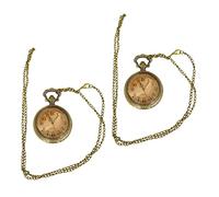VALICLUD Vintage Taschenuhr mit Kette 2 Stück Legierung Gold | Klapp Hängeuhr mit Prägung, Dekorative Hängeuhr im Schlichten Design, Elegant und Tragbar