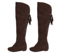 VALICLUD Warme Damen Overknee Stiefel mit Flachem Absatz Kniehohe Schneestiefel aus Weichem Material Rutschfest und Atmungsaktiv Modische Winterstiefel für Herbst und Kalte Tage