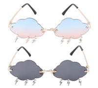 VALICLUD Wolke Sonnenbrille Randlose Vintage Sonnenbrille Lustige en Disco e Blitz Quaste für Frauen Männer Getönte e Festival Sonnene (2Pcs)