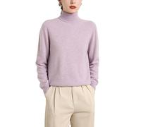 Valin Damen Kaschmir&Wolle Pullover Violett Rollkragen Langarm Strickpullover Einfarbige Relaxed Dünner Kaschmir Pullover,42,VM2214