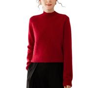 Valin Damen Langarm Kaschmir Pullover Stehkragen,EU 34-42 | Büro Besuch,schwerer karierter Jacquard-Strick,strukturierter Stehkragen,Raglan-Schnitt,plüsche Haptik,elastisches Garn