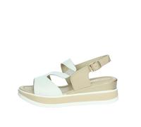 Valleverde 32110 Weisse Damen-Keilsandalen mit elastischem Lederriemen 38