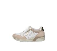 VALLEVERDE 49406 gold weiss gold beige Damen Schuhe Sneakers Schnürsenkel perforiert Reissverschluss Leder 40