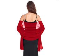Van Der Rich ® - Stola aus Seidenchiffon Schal Tuch Leicht - Damen (2-Rot)