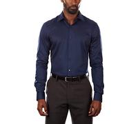 Van Heusen Herren Dress Shirt Slim Fit Flex Collar Stretch Solid Klassisches Hemd, Nacht Blau, 38 cm Hals 81 cm-84 cm Ärmel
