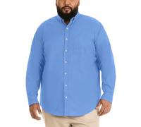 Van Heusen Herren Großes und Hohes Knitterfreies Langarm-Shirt mit Knopfleiste Hemd mit Button-Down-Kragen, Blau-Riviera Blue, 4X-Large Hoch