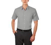 Van Heusen Herren Kurzarm, Normale Passform, Popeline, Einfarbig Klassisches Hemd, Grauer Stein, 43 cm Hals