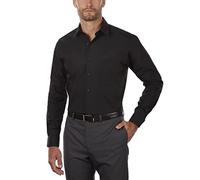 Van Heusen Herren Kleid Shirt 4. Camisa Social De Ajuste Popelina Lisahemd Regular Fit Popeline Solid Klassisches Hemd, schwarz, 44 cm Hals 91 cm-94 cm Ärmel