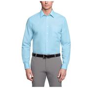 Van Heusen Herren Popeline, Normale Passform, Fester Spitzkragen Klassisches Hemd, Nebel, 41 cm Hals 91 cm-94 cm Ärmel