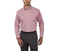 Van Heusen Herrenhemd, Normale Passform, Gingham-Kragen, Button-Down-Kragen, Rote Henna., Klein