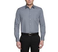 Van Heusen Herren Regular Fit Popeline Solid Klassisches Hemd, GRAU, 46 cm Hals 86 cm-89 cm Ärmel