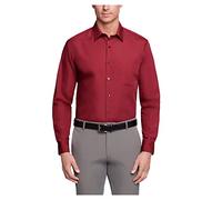Van Heusen Herren Regular Fit Popeline Solid Klassisches Hemd, Magenta, 43 cm Hals 91 cm-94 cm Ärmel