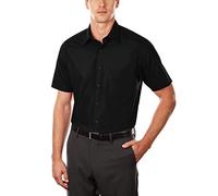 Van Heusen Herren Short Sleeve Dress Shirt Regular Fit Poplin Solid Klassisches Hemd, Schwarz, 44 cm Hals