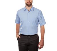 Van Heusen Herren Short Sleeve Poplin Solid Tall Fit Dress Shirt Smokinghemd, Cameo Blau, 46 cm Hals