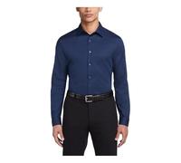 Van Heusen Herren Slim Fit Flex Kragen Stretch Solid Klassisches Hemd, Nacht Blau, 39 cm Hals 86 cm-89 cm Ärmel