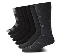 Van Heusen Herren-Socken - 7 Stück, Premium-Stretch-Socken, feuchtigkeitsableitend, Crew-Socken mit verstärkter Ferse und Zehen (Größe 39-47), Grau, kariert, 37.5-46.5 EU