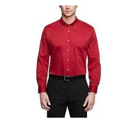 Van Heusen Herrenhemd aus Twill-Stoff, Normale Passform, einfarbig, mit Button-down-Kragen, Scharlachrot, 15.5"-16" Neck 33"-34" Sleeve