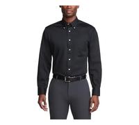 Van Heusen Herren Regular Fit Twill Solid Button Down Kragen Kleid Hemd, schwarz, Groß