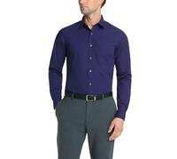 Van Heusen Herrenhemd, enganliegend, Popeline, einfarbig, Persisches Blau, 18.5" Hals 32"-33" Ärmel