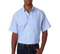 Van Heusen Herren Kurzarm Kleid Hemd Regular Fit Oxford Solid, blau, Groß