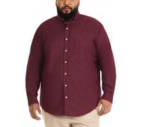 Van Heusen Herren große knitterfreie langärmelige Shirt Hemd mit Button-Down-Kragen, Port Red, 5XL/Tall
