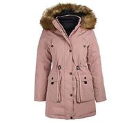 VAN HILL Damen Gefütterte Winterjacken Seitentaschen Kunstfell Kapuze Damenjacke Taillierte Innentaschen Jacke 200972 Altrosa 38