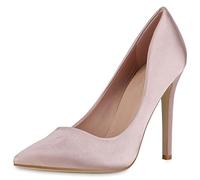 VAN HILL Damen High Heels Pumps Party Stiletto Schuhe Spitze Satin-Optik Absatzschuhe Elegante Freizeit Abendschuhe 210749 Beige 41