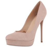 VAN HILL Damen High Heels Stiletto Plateau Vorne Party Schuhe 213677 Nude 36