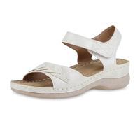 VAN HILL Damen Komfort Sandalen Keilabsatz Basic Bequem Schuhe 217112 Weiss 38