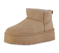 VAN HILL Damen Plateau Boots Plateau Profilsohle Trendy Schuhe 840609 213362 Khaki 41