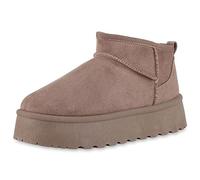 VAN HILL Damen Plateau Boots Plateau Profilsohle Trendy Schuhe 840622 213390 Taupe 39