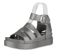 VAN HILL Damen Plateau Sandaletten Plateau Profilsohle Trendy Schuhe 215664 Silber 40