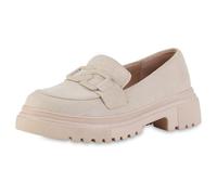 VAN HILL Damen Plateauschuhe Blockabsatz Plateau Vorne Trendy Schuhe 216722 Beige 41