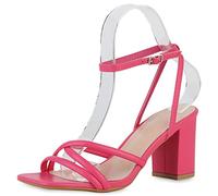 VAN HILL Damen Riemchensandaletten Sandaletten Party Blockabsatz Schuhe Leder-Optik Absatzschuhe Elegante Partyschuhe 210386 Fuchsia 40