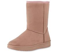 VAN HILL Damen Schlupfstiefel Warm Gefütterte Plateau Stiefel Profilsohle Winter Boots Wildleder-Optik Schuhe Bequeme Winterschuhe 611509 Pink 40