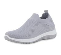 VAN HILL Damen Slip Ons Flach Strick Sportlich Schuhe 217239 Grau 39