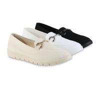 VAN HILL Damen Slip Ons Slippers Bequeme Strick Profil-Sohle Schuhe 841598
