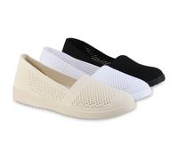 VAN HILL Damen Slip Ons Slippers Bequeme Strick Profil-Sohle Schuhe 841602