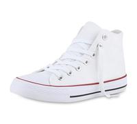 VAN HILL Damen Sneaker High Schnürer Bequeme Basic Freizeit Stoff Schuhe 215928 Weiss Rot 42