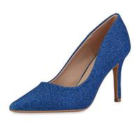 VAN HILL Damen Spitze Pumps Party Kunststoff Schuhe Stiletto Glitzer Absatzschuhe Abendschuhe 210097 Blau Glitzer 39
