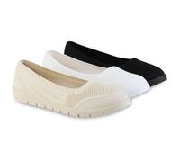 VAN HILL Damen Sportliche Ballerinas Bequeme Strick Profil-Sohle Schuhe 841603