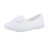 VAN HILL Damen Sportliche Ballerinas Flach Basic Bequem Schuhe 215862 Weiss 36