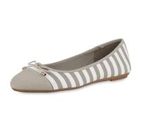 VAN HILL Damen Übergößen Klassische Ballerinas Flach Schleifen Klassisch Schuhe 215792 Grau Weiss 44