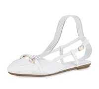 VAN HILL Damen Übergrößen Sling Ballerinas Flach Basic Trendy Schuhe 215806 Weiss 45