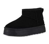 VAN HILL Damen Winter Boots Plateau Profilsohle Trendy Schuhe 213995 Schwarz Trendy 37