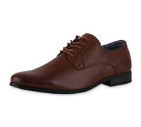 VAN HILL Herren Klassische Halbschuhe Blockabsatz Schuhe Freizeit Schnürer Elegante Schnürschuhe 208034 Hellbraun 42